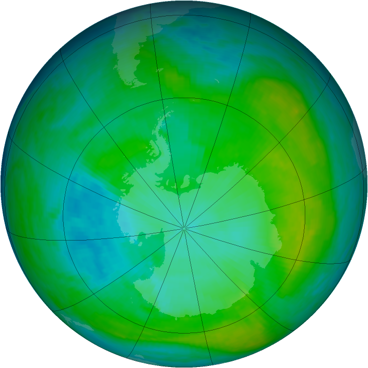 Antarctic ozone map for 30 January 1983